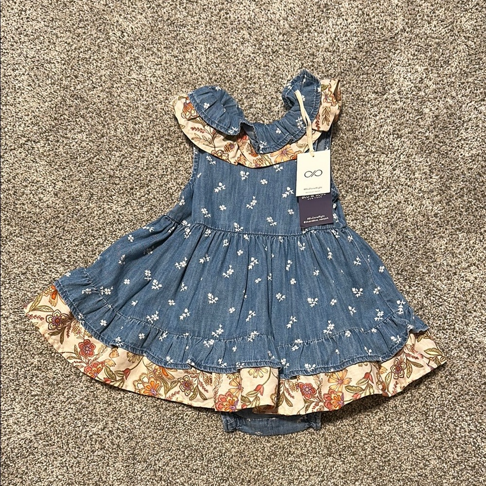 Charming Blue Floral Kids Casual Dress